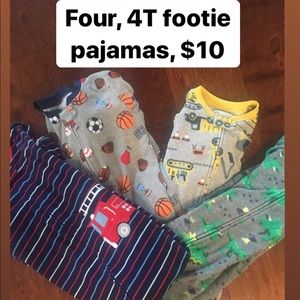 Set of 4 footie pajama